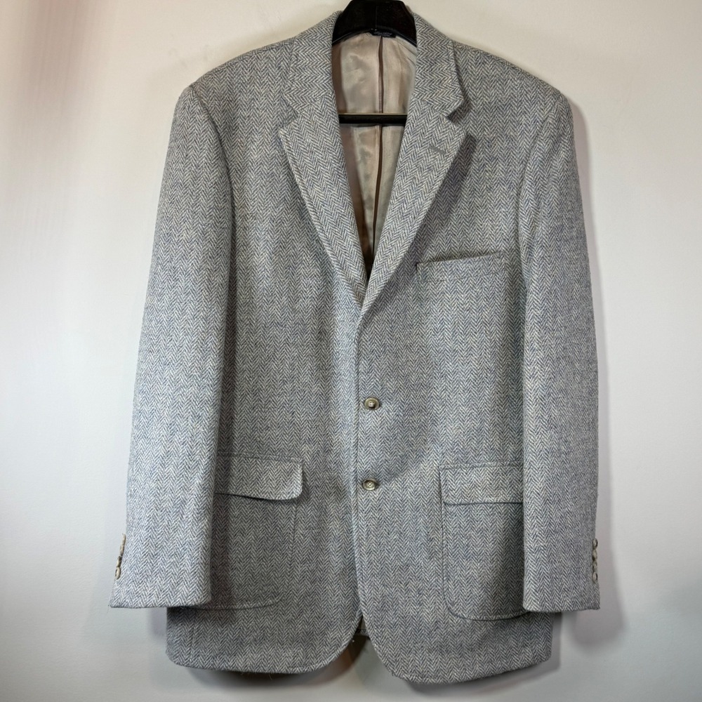 Men's Light Gray Herringbone Sport Coat Blazer